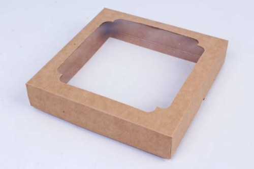 Коробка-трансформер с окном 14.5*14.5*3 см Крафт 564019