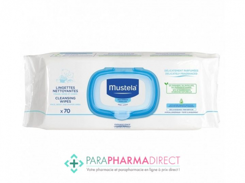 Mustela Peau Normale Lingettes Nettoyantes Visage, Mains et Siège 70 Lingettes