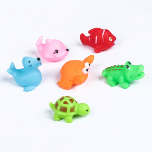 Набор резиновых игрушек для игры в ванной «Морские животные», 6 шт., виды СЮРПРИЗ