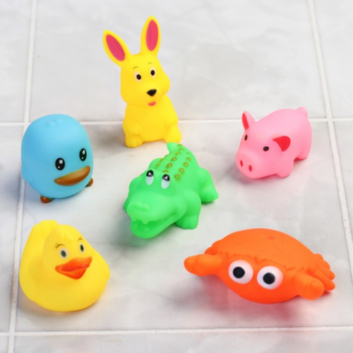 Набор резиновых игрушек для игры в ванной «Малыши», пищалки, 6 шт., цвет СЮРПРИЗ