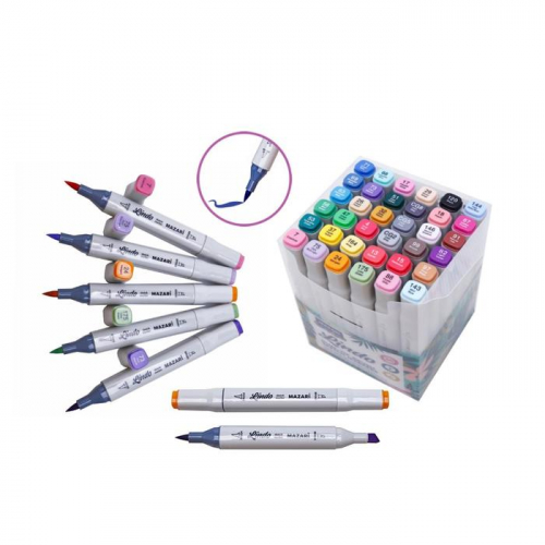 Набор двусторонних маркеров для скетчинга Mazari Lindo Main + pastel colors (основные + пастельные цвета), 36 цветов