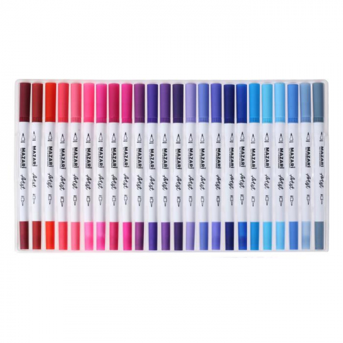 Набор двухсторонних акварельных маркеров Mazari ARTIST, 72 цвета, наконечники: кисть и тонкое перо