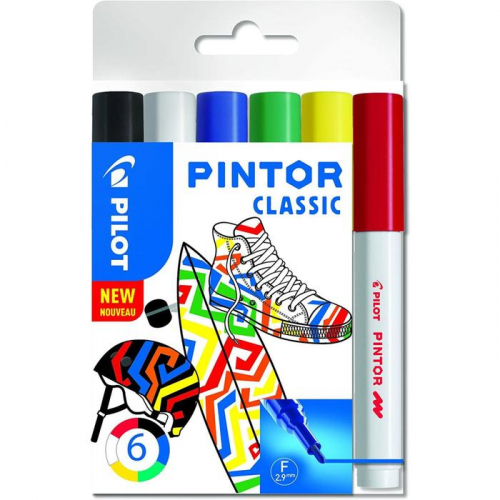 Маркер для декора Набор 6цв Pilot PINTOR Classic перман. 2.9мм, пл/уп Pintor-Regular-F-S6_