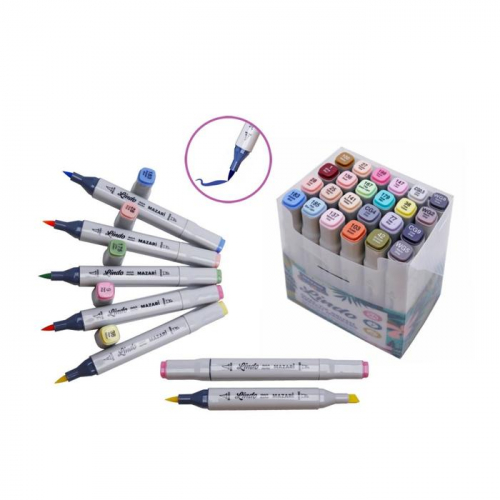 Набор двусторонних маркеров для скетчинга Mazari Lindo Pastel colors (пастельные цвета), 24 цвета