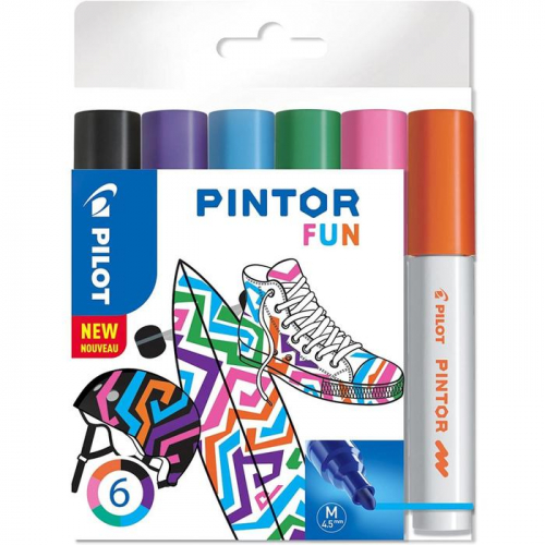 Маркер для декора Набор 6цв Pilot PINTOR Fun перман. 4.5мм, пласт/уп Pintor-Fun-M-S6