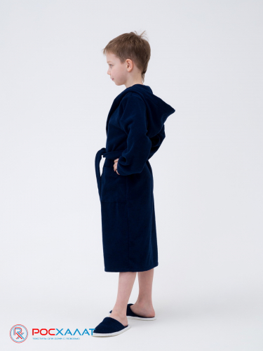 МЗ-04 (88) Детский махровый халат с капюшоном Темно-синий
