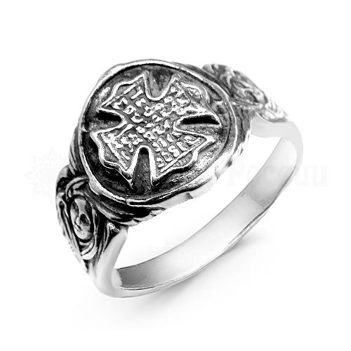 Кольцо из серебра с чернением - Спаси и сохрани 43-07