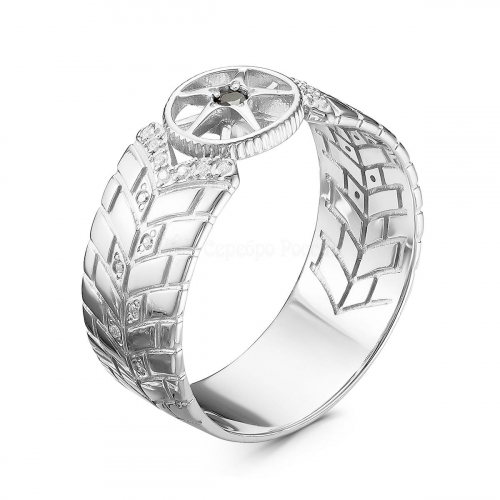 Кольцо мужское из серебра с фианитами родированное 310084р
