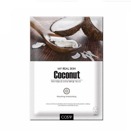 Cos W  Маска-салфетка с кокосом My Real Skin Coconut Facial Mask