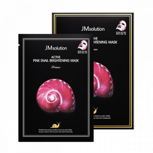 JMsolution Осветляющая маска-салфетка с муцином улитки Active Pink Snail Brightening Mask Prime