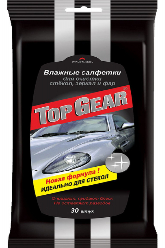 Салфетки влажные Для очистки стекол, зеркал и фар 30 шт. - Top Gear