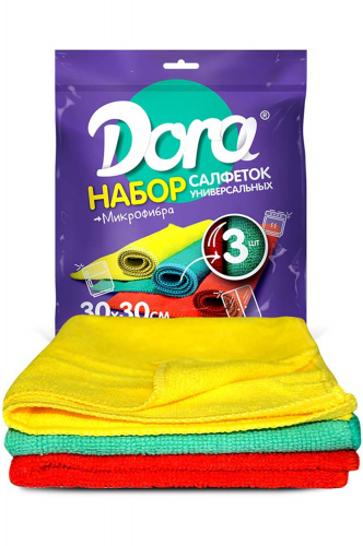 Набор универсальных салфеток из микрофибры 3шт - Dora