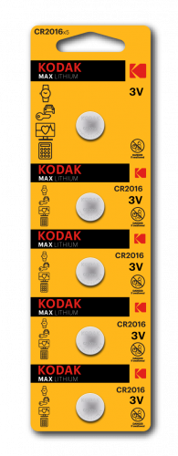 Батарейка Kodak CR2016 BL5 (5/60/360)