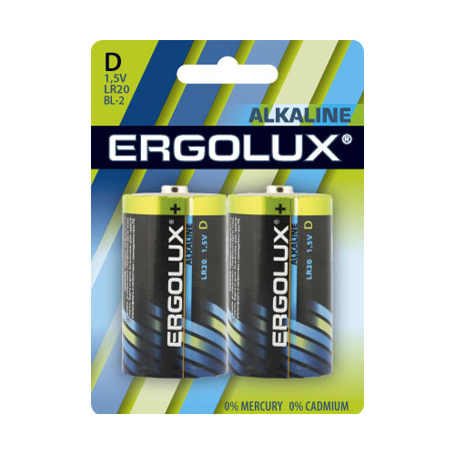 Батарейка Ergolux LR20 BL2 (2/12/96)