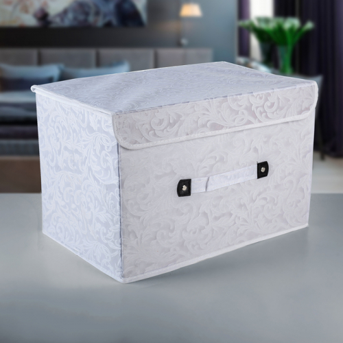 Короб для хранения с крышкой «Мотив», 47×31×30 см, цвет белый