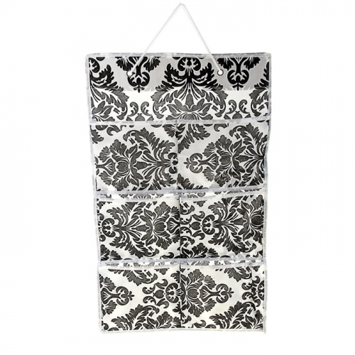 Органайзер с карманами подвесной «Вензель», 37×60 см, 6 отделений, цвет чёрно-белый