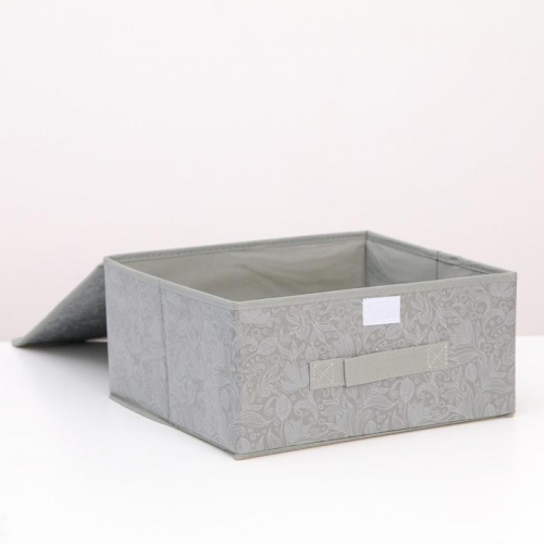 Короб для хранения с крышкой «Нея», 30×28×15 см, цвет серый
