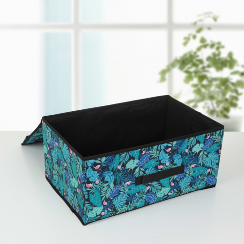 Короб для хранения с крышкой «Тропики», 45×30×20 см, цвет синий