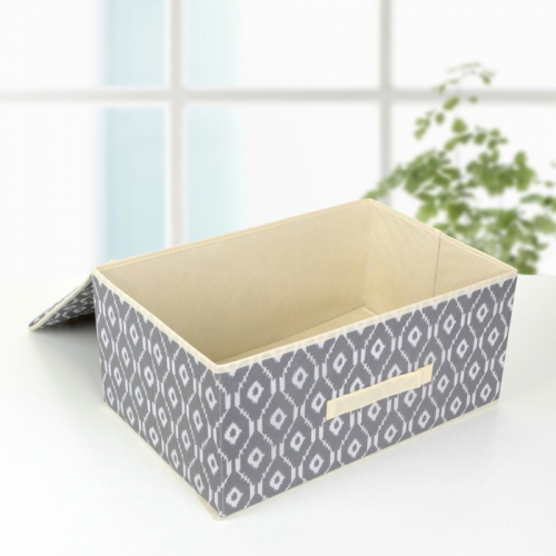 Короб для хранения с крышкой «Ромбы», 45×30×20 см, цвет серый