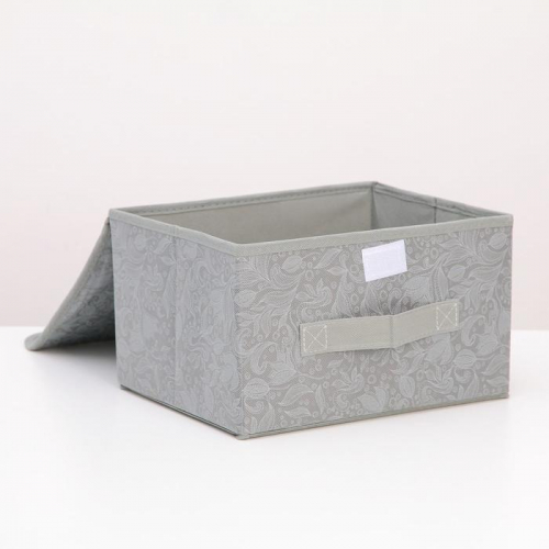 Короб для хранения с крышкой «Нея», 26×20×16 см, цвет серый