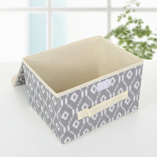 Короб для хранения с крышкой «Ромбы», 26×20×16 см, цвет серый