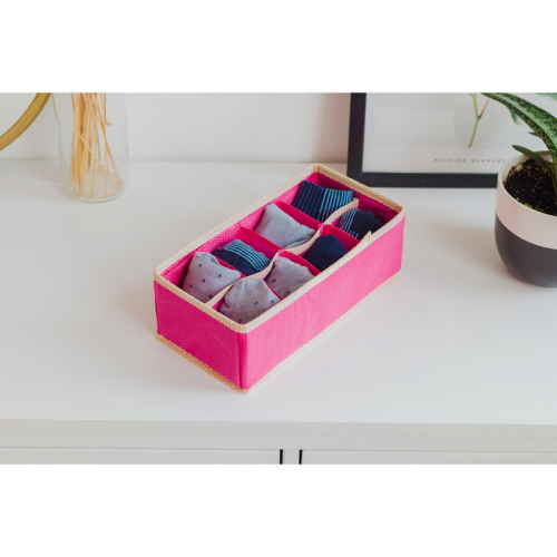 Органайзер для белья «Ваниль», 8 ячеек, 28×14×10 см, цвет розово-бежевый