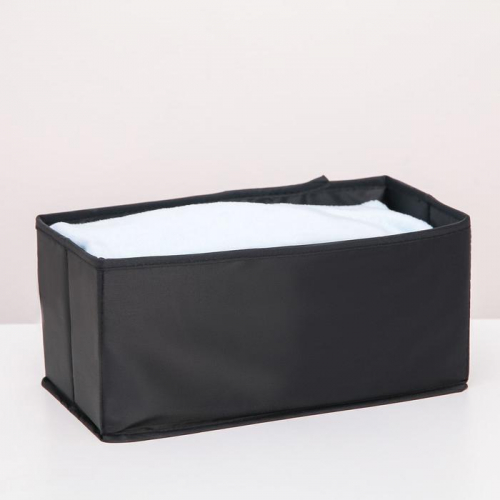Кофр для хранения «Аморет», 14×28×13 см, оксфорд, цвет чёрный