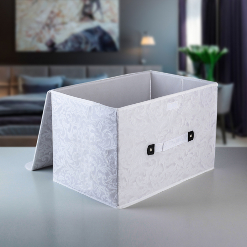 Короб для хранения с крышкой «Мотив», 47×31×30 см, цвет белый