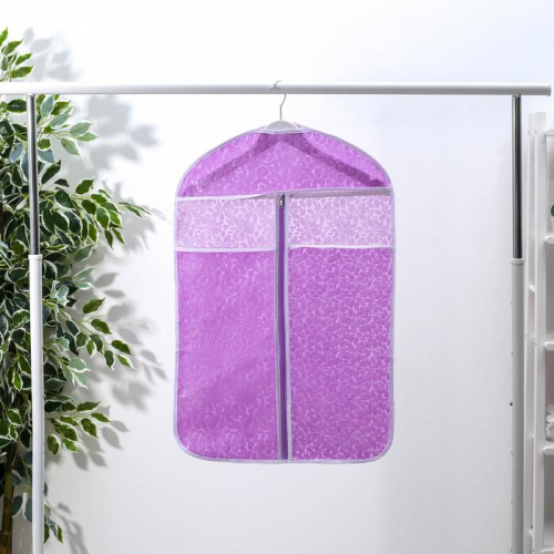Чехол для одежды Доляна «Фло», 45×70 см, цвет фиолетовый