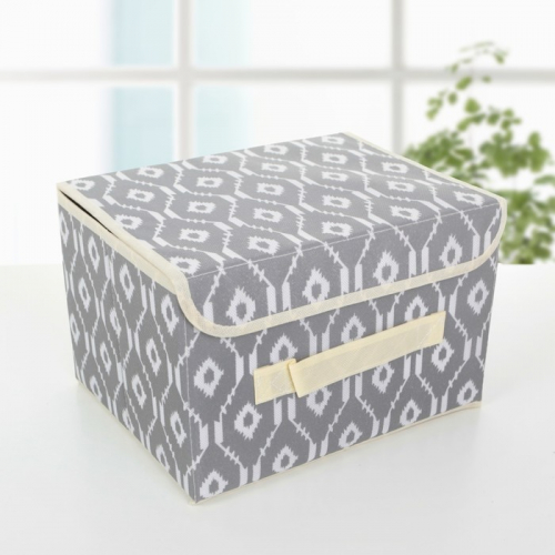 Короб для хранения с крышкой «Ромбы», 26×20×16 см, цвет серый