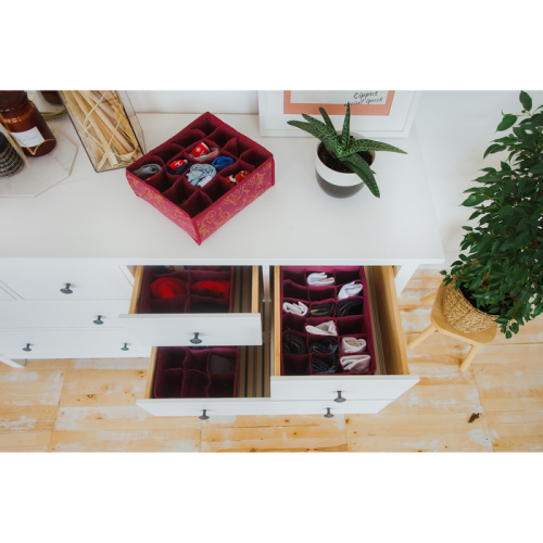 Органайзер для белья «Бордо», 16 ячеек, 27×25×10 см, цвет бордовый