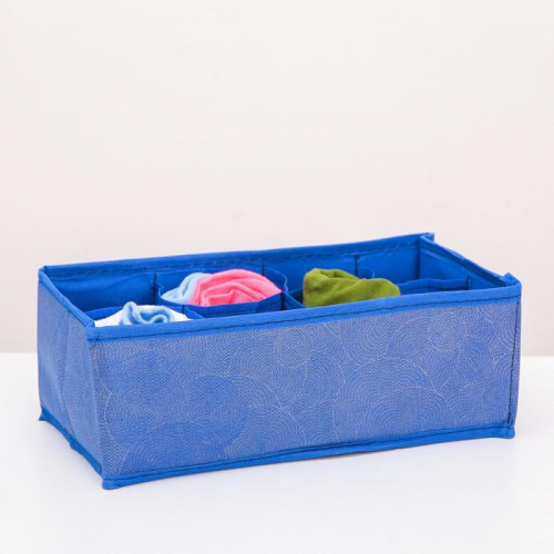 Органайзер для белья Доляна «Фабьен», 8 ячеек, 28×14×10 см, цвет синий