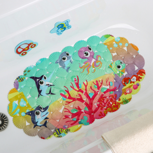 Коврик для ванны Доляна «На дне океана», 33×67 см