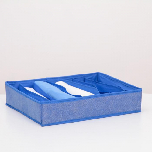 Органайзер для белья Доляна «Фабьен», 7 ячеек, 34×30×8 см, цвет синий