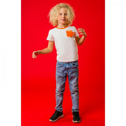 Футболка для мальчика Milk, цвет белый/оранжевый, рост 128 см