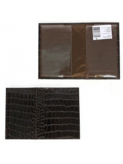 Обложка для паспорта Croco-П-406 натуральная кожа коричневый крокодил (238) 232804