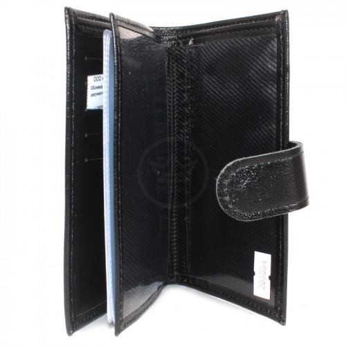 Обложка для авто+паспорт-Croco-ВП-1032 (с хляст, 5 внут карм, двойн стенка) натуральная кожа черный матовый (3) 206884