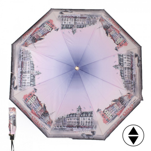 Зонт женский ТриСлона-L 3844 А, R=58см, суперавт; 8спиц, 3слож, набивной, 