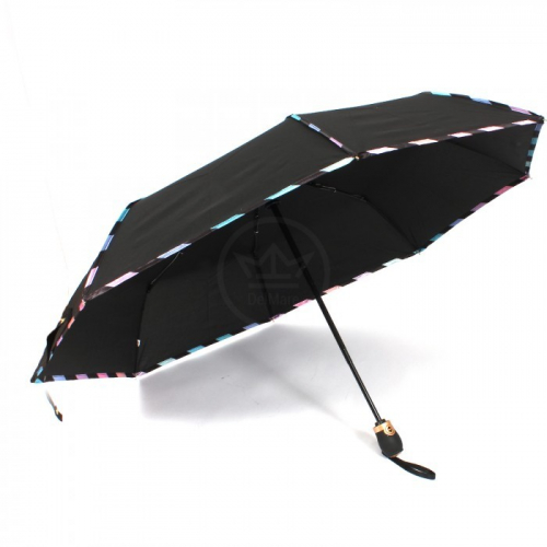 Зонт женский ТриСлона-L 3807 B, R=58см, суперавт; 8спиц, 3слож, полиэстер, черный 229320