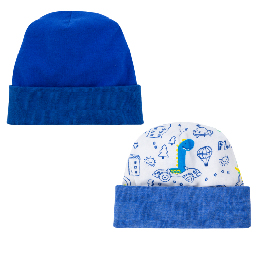 Комплект шапка 2 шт Leader Kids Newborn, цвет: белый/синий