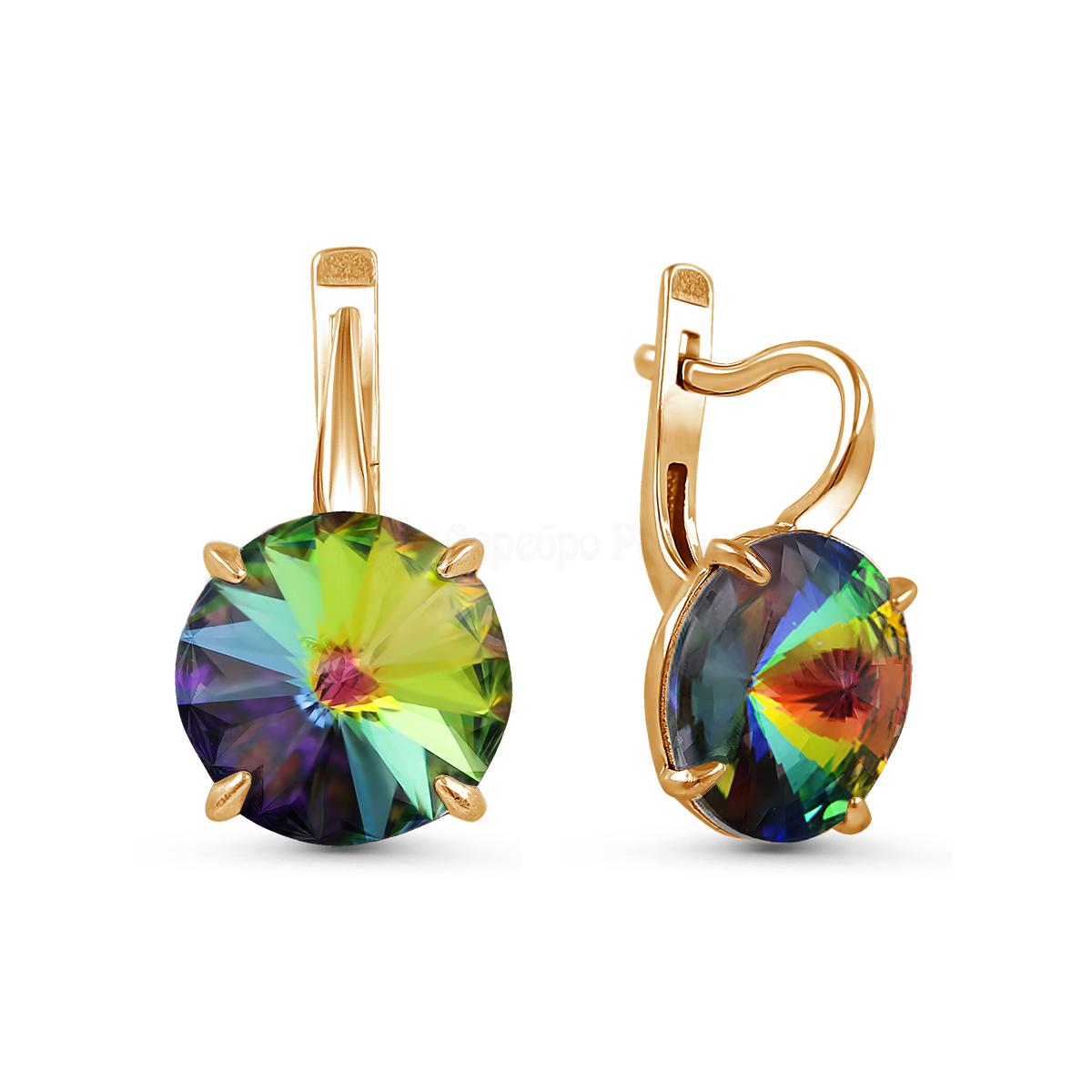 Серьги из золочёного серебра с кристаллами Swarovski 925 пробы с-002з-001VM