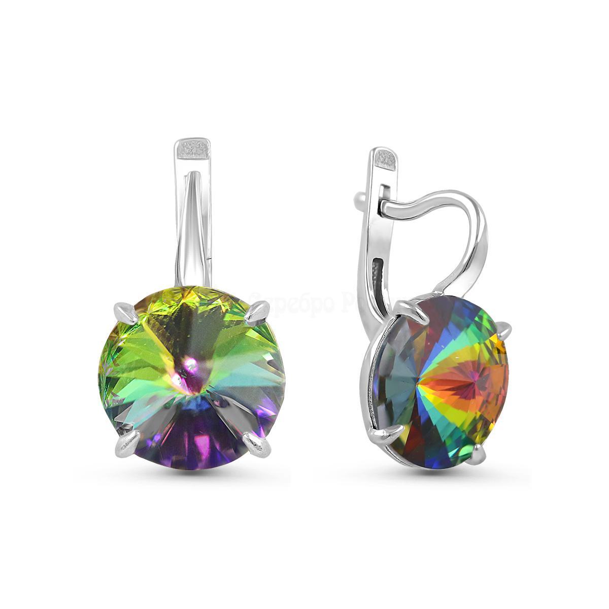 Серьги из серебра с кристаллами Swarovski родированные 925 пробы с-002р-001VM
