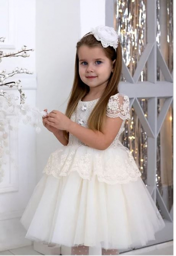 Платье для девочки Л 18-15 Эмилия белый горох