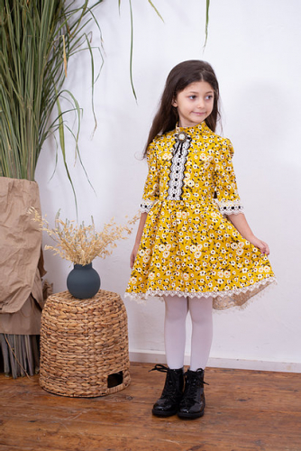 Платье для девочки МТ-422 горчица