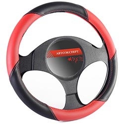Оплетка рулевого колеса, размер М, серия Sport, цвет черный/красный	