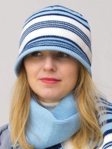 Комплект шляпа+шарф женский весна-осень Band (Цвет голубой), размер 54-56, шерсть 30%