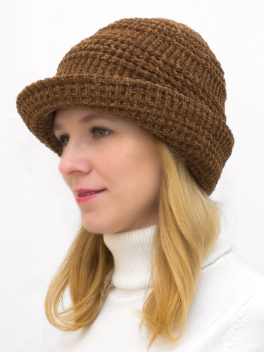 Шляпа женская весна-осень Анри (Цвет темно-коричневый), размер 54-56, шерсть 30%