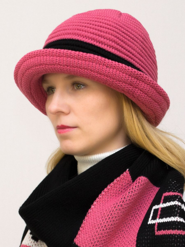 Комплект шляпа+шарф женский весна-осень Mario (Цвет светло-коралловый), размер 56-58, шерсть 30%