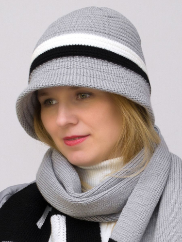 Комплект шляпа+шарф женский весна-осень Qadro (Цвет черный), размер 54-56, шерсть 30%