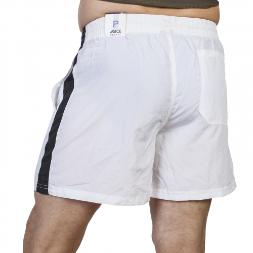 Легкие белые шорты для мужчины-рыбака – свободно сидящий фасон, идеальная длина, контрастные лампасы №212